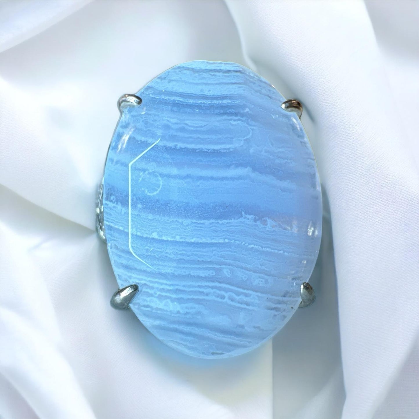 Blue Lace Agate 925 Adjustable Ring BL1