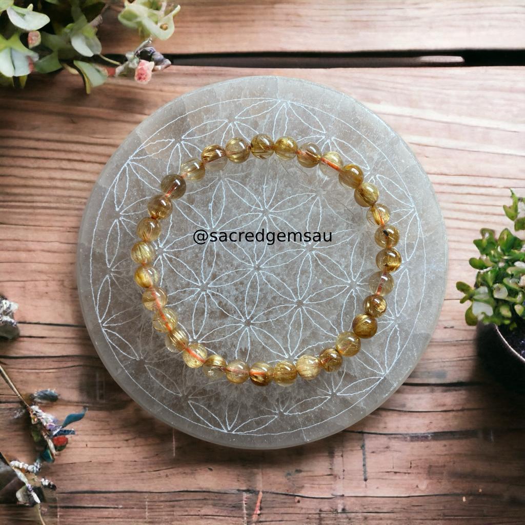 Gold Rutilated Quartz 8mm AAA Bracelet